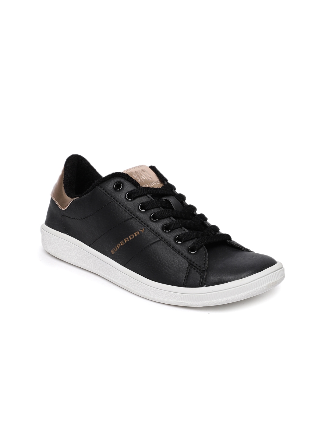 New Womens Superdry White Harper Synthetic Trainers Court Lace Up