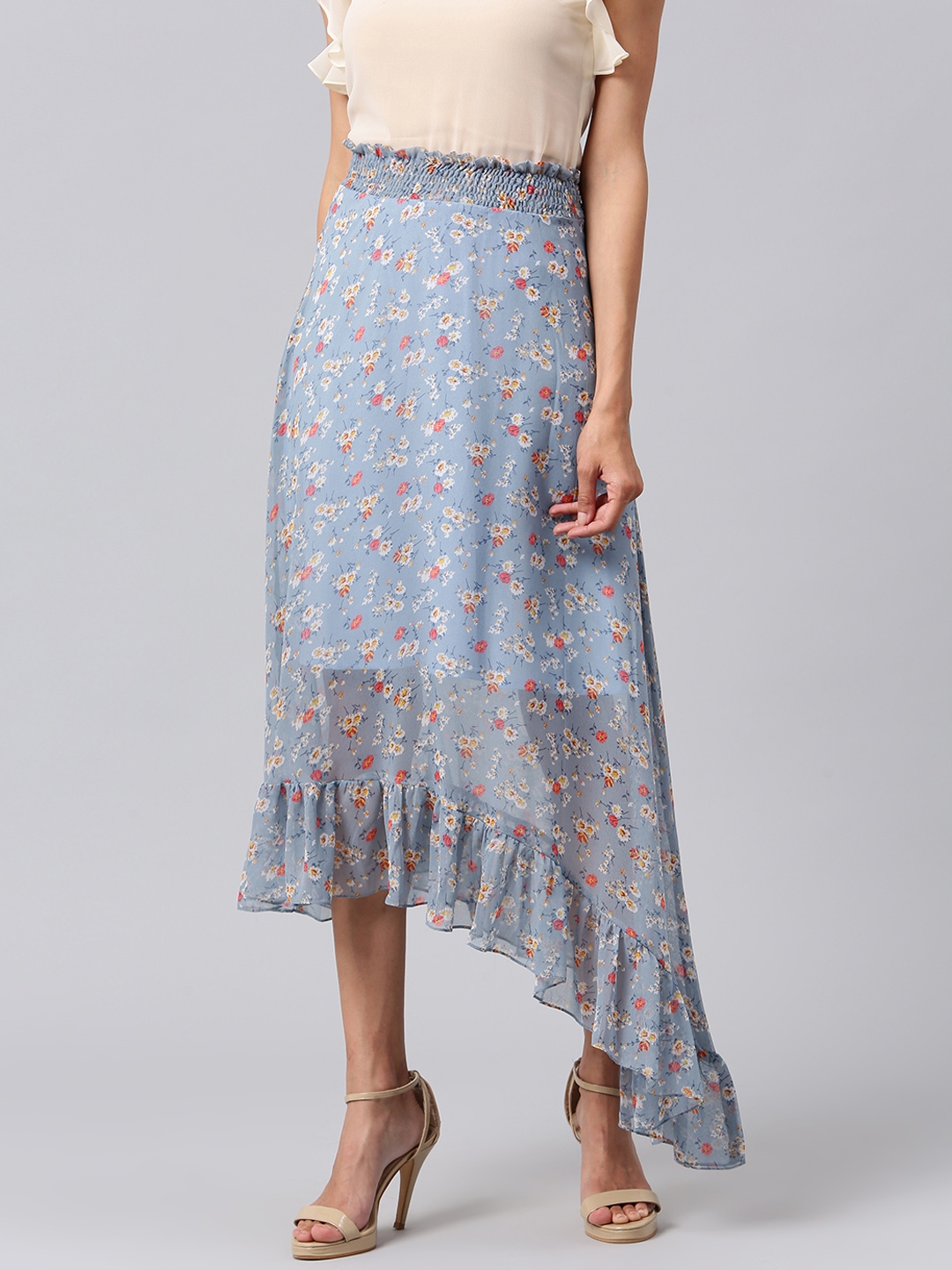 chambray button skirt oasis