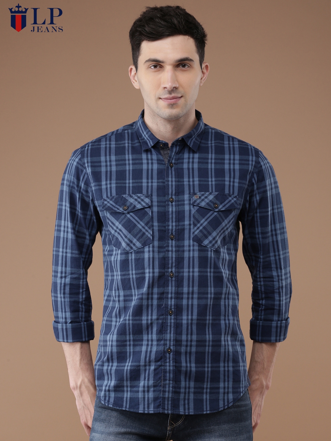 LOUIS PHILIPPE Men Checkered Casual Dark Blue Shirt - Buy LOUIS PHILIPPE  Men Checkered Casual Dark Blue Shirt Online at Best Prices in India