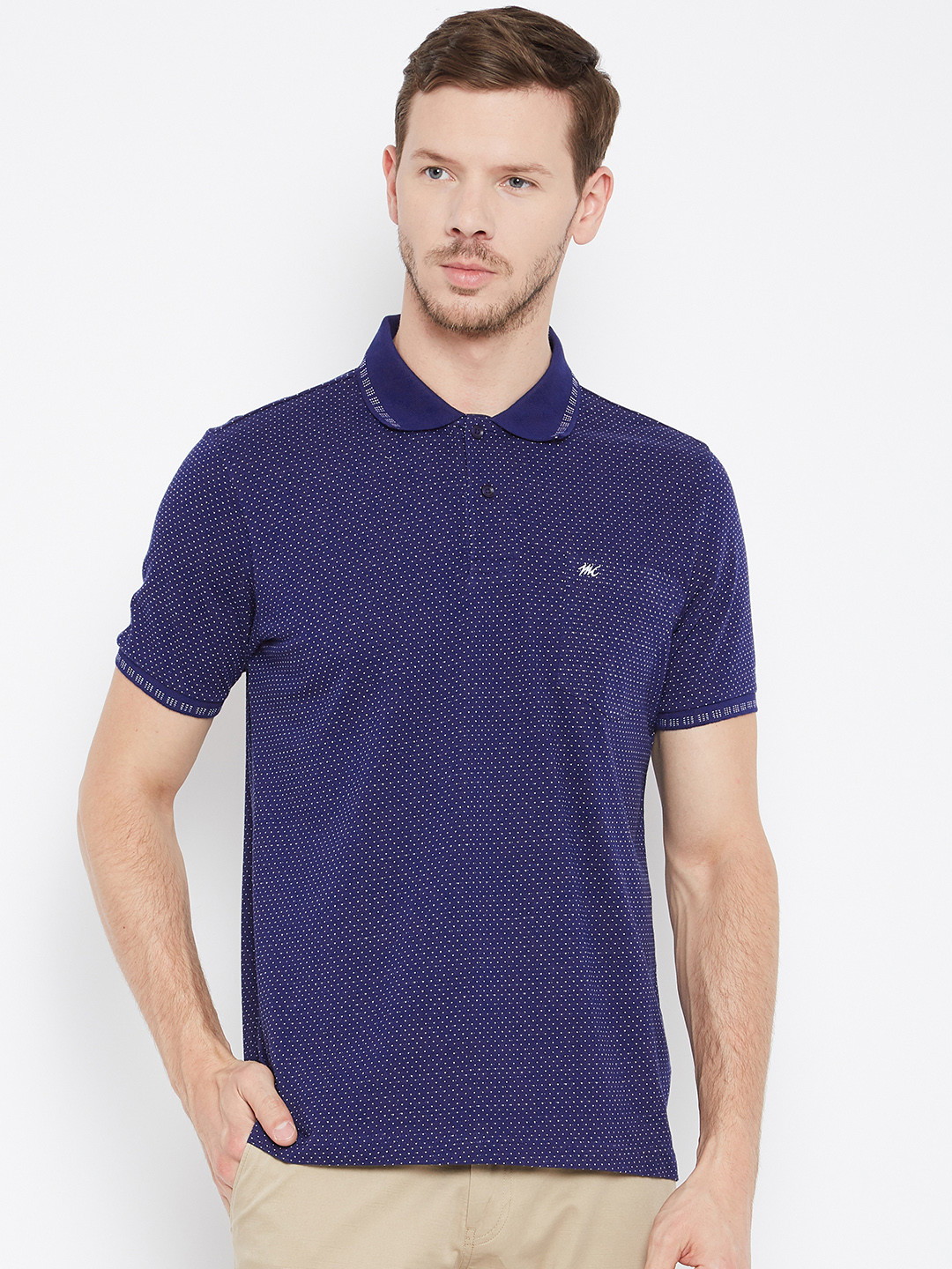 Buy Monte Carlo Men Navy Blue Self 