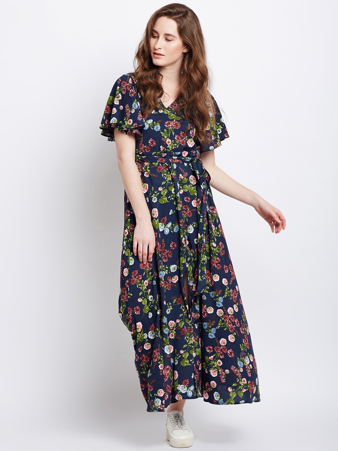 Women Multi-Colour Floral Sweetheart Neck Maxi Dress - Berrylush