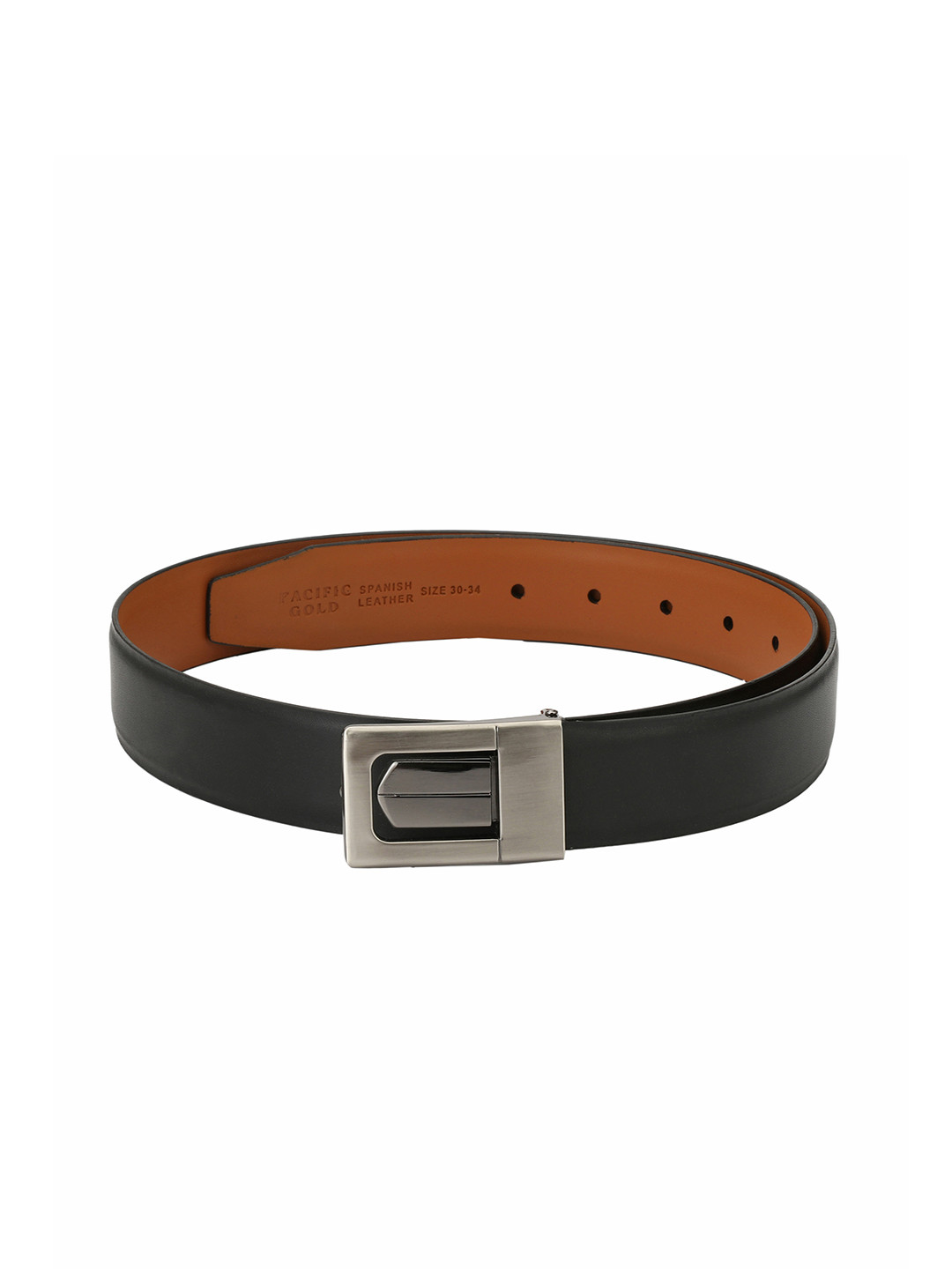 Pacific Gold Men Black & Tan Reversible Solid Belt