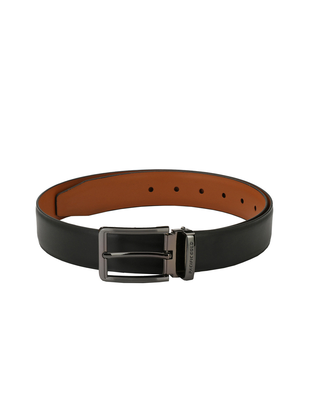 Pacific Gold Men Black & Tan Solid Reversible Belt