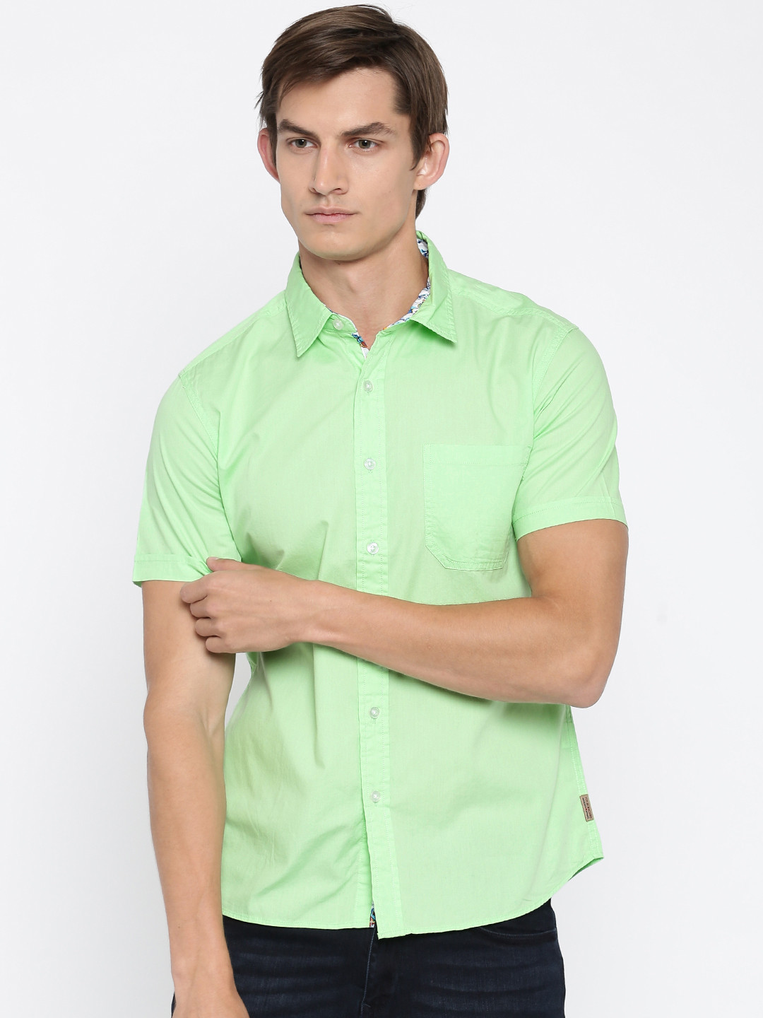 Men Lime Green Casual Shirt - Shirts 