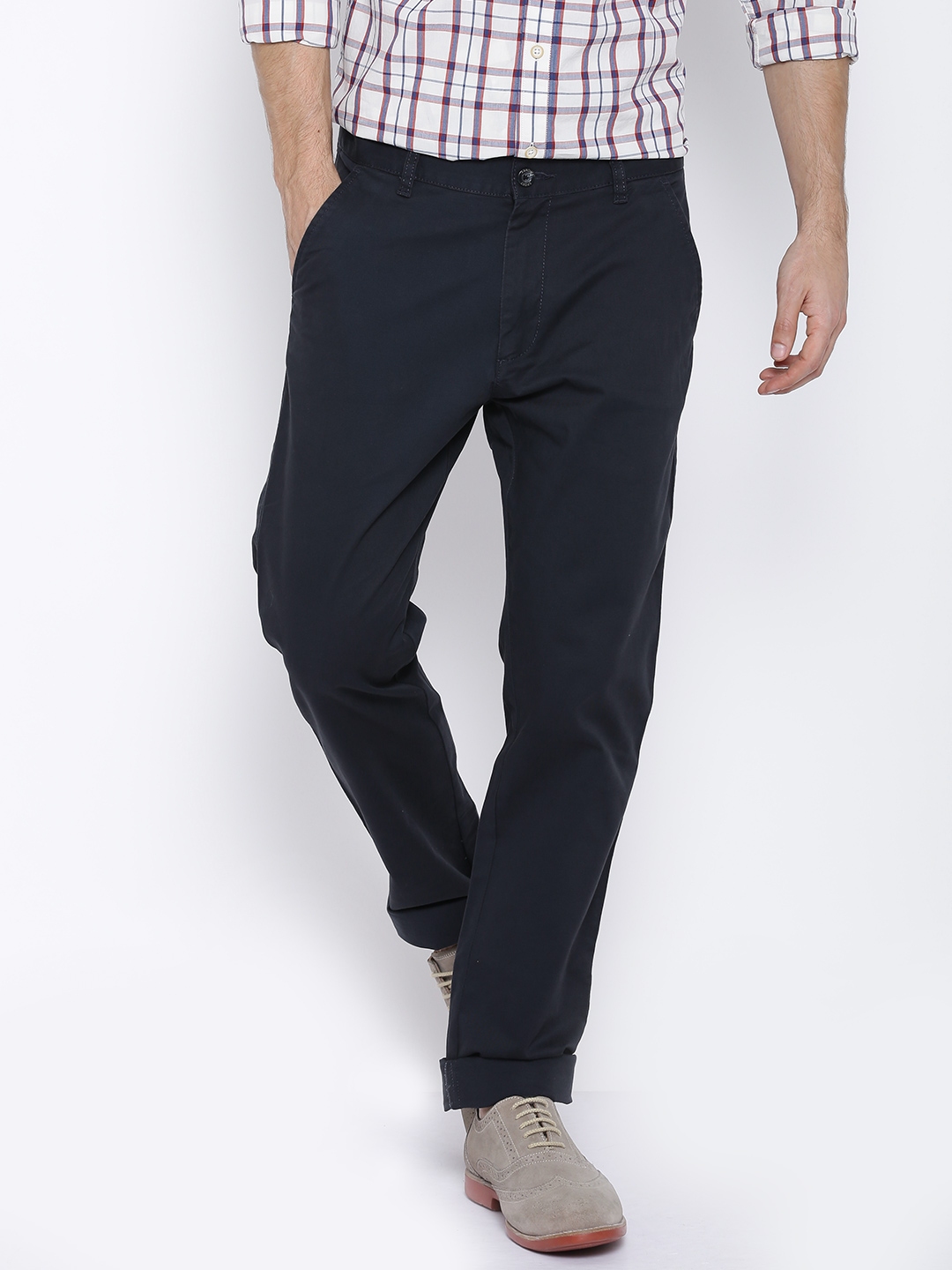 Buy Arrow Sport Navy Chrysler Tapered Fit Casual Trousers  Trousers for  Men 1246646  Myntra