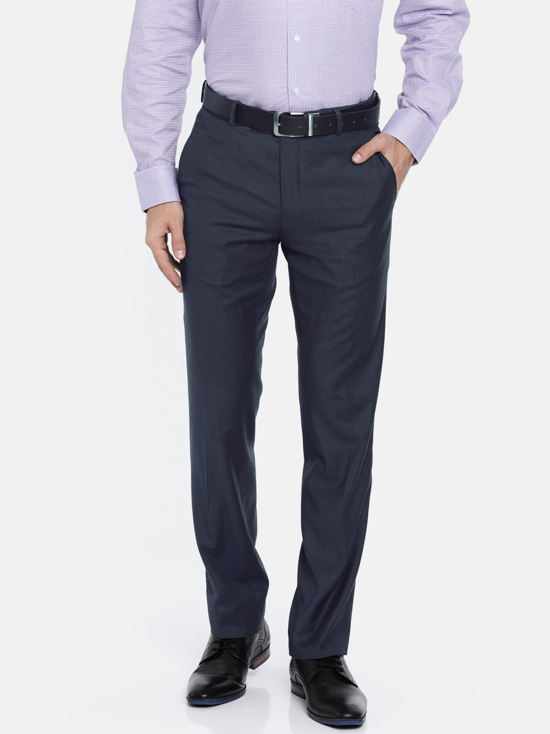 Buy Van Heusen Men Blue Slim Fit Self 
