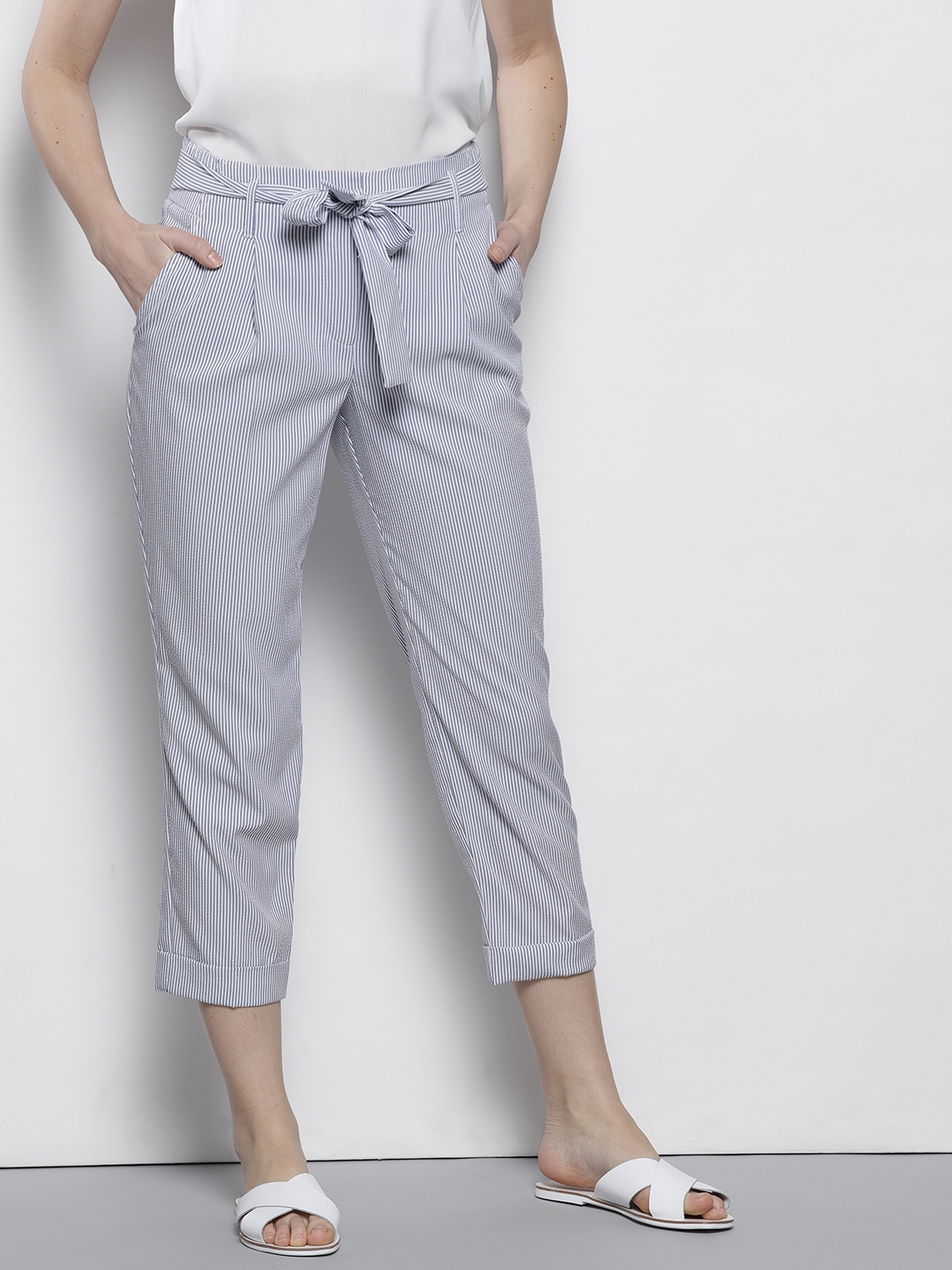 Buy Gray White Stripe Regular Fit Solid Trouser Cotton for Best Price  Reviews Free Shipping