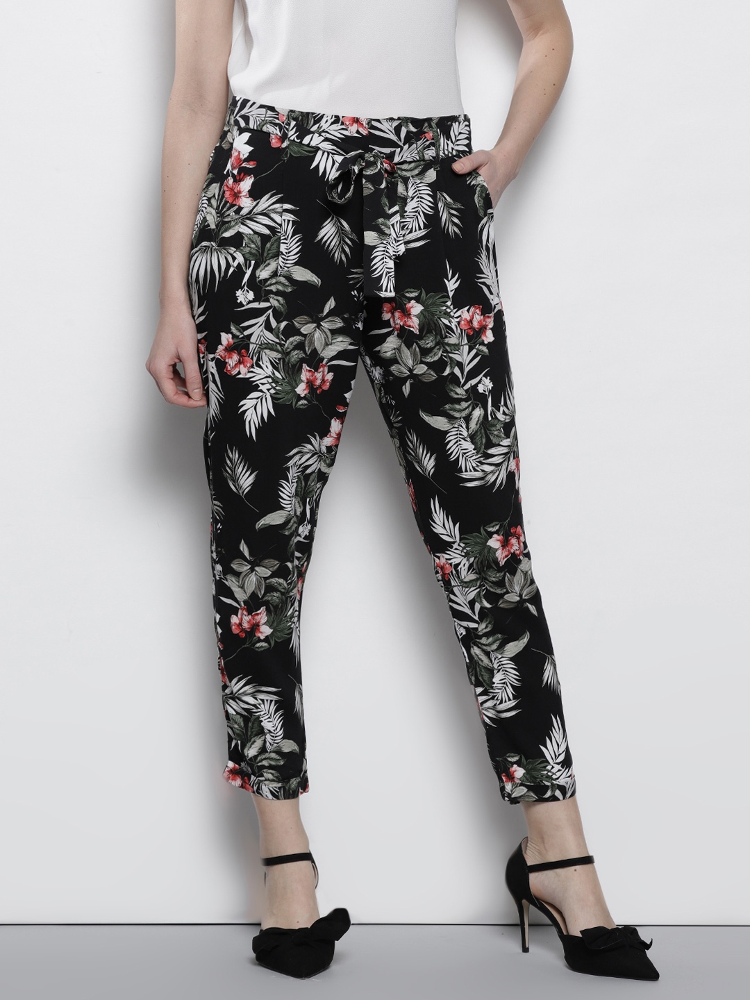 petite black cropped trousers