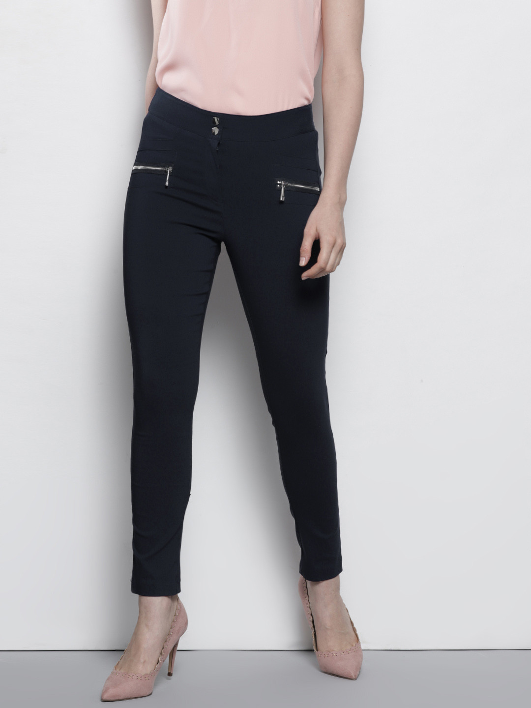 womens skinny navy trousers