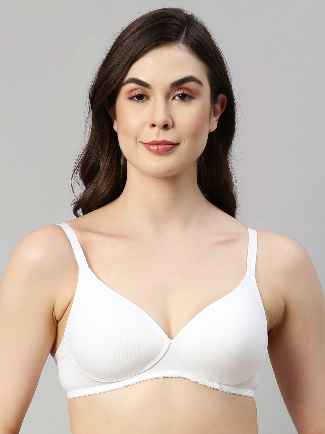 Buy Enamor White Non Wired Padded Medium Coverage Tshirt Bra A039 - Bra for  Women 650880