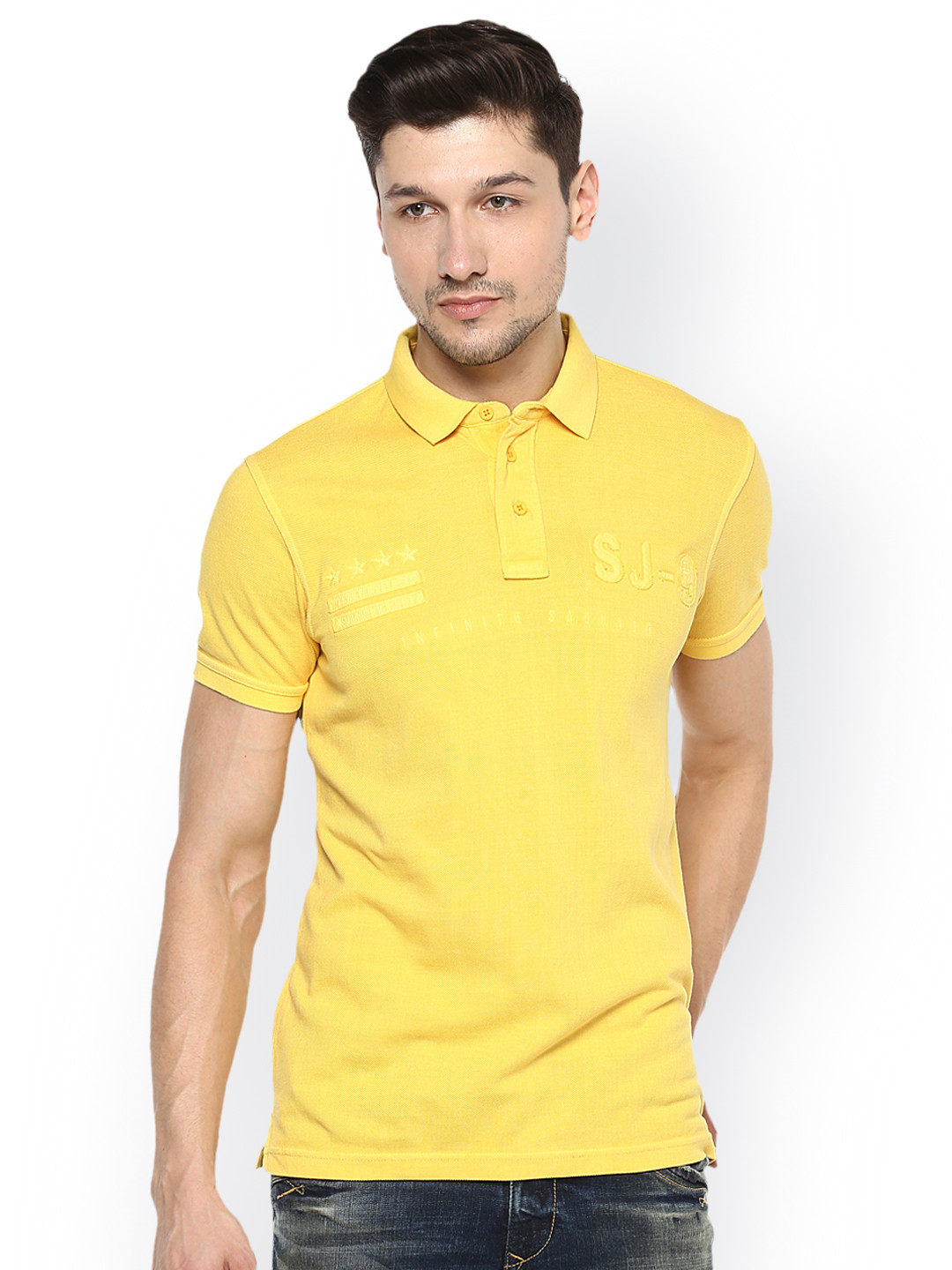 Buy SPYKAR Men Yellow Solid Polo Collar 