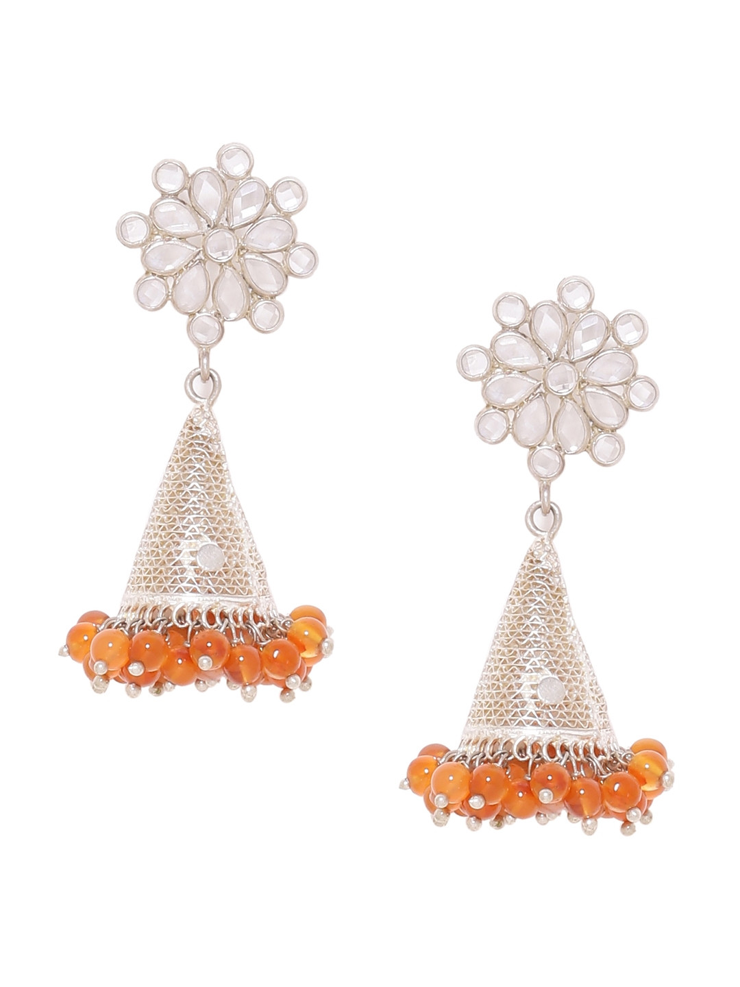 Silvermerc Designs 22-Karat Gold-Plated Silver-Toned & Orange Sterling Silver Classic Drop Earrings