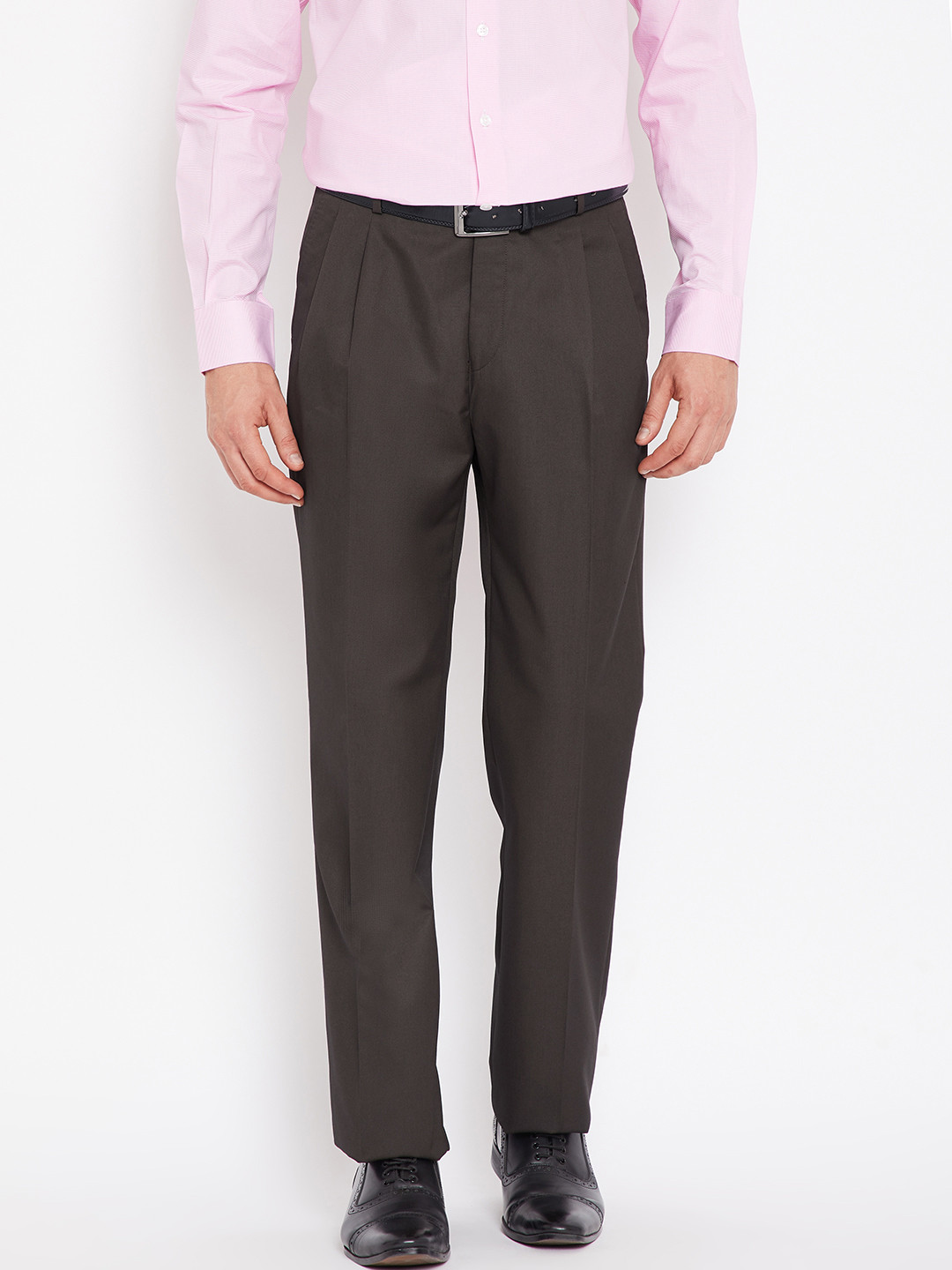 Wills Lifestyle Men Brown Solid Formal Trousers