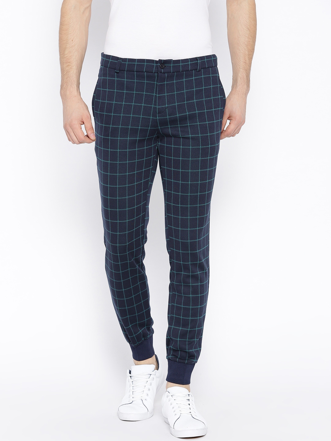 mens checked joggers