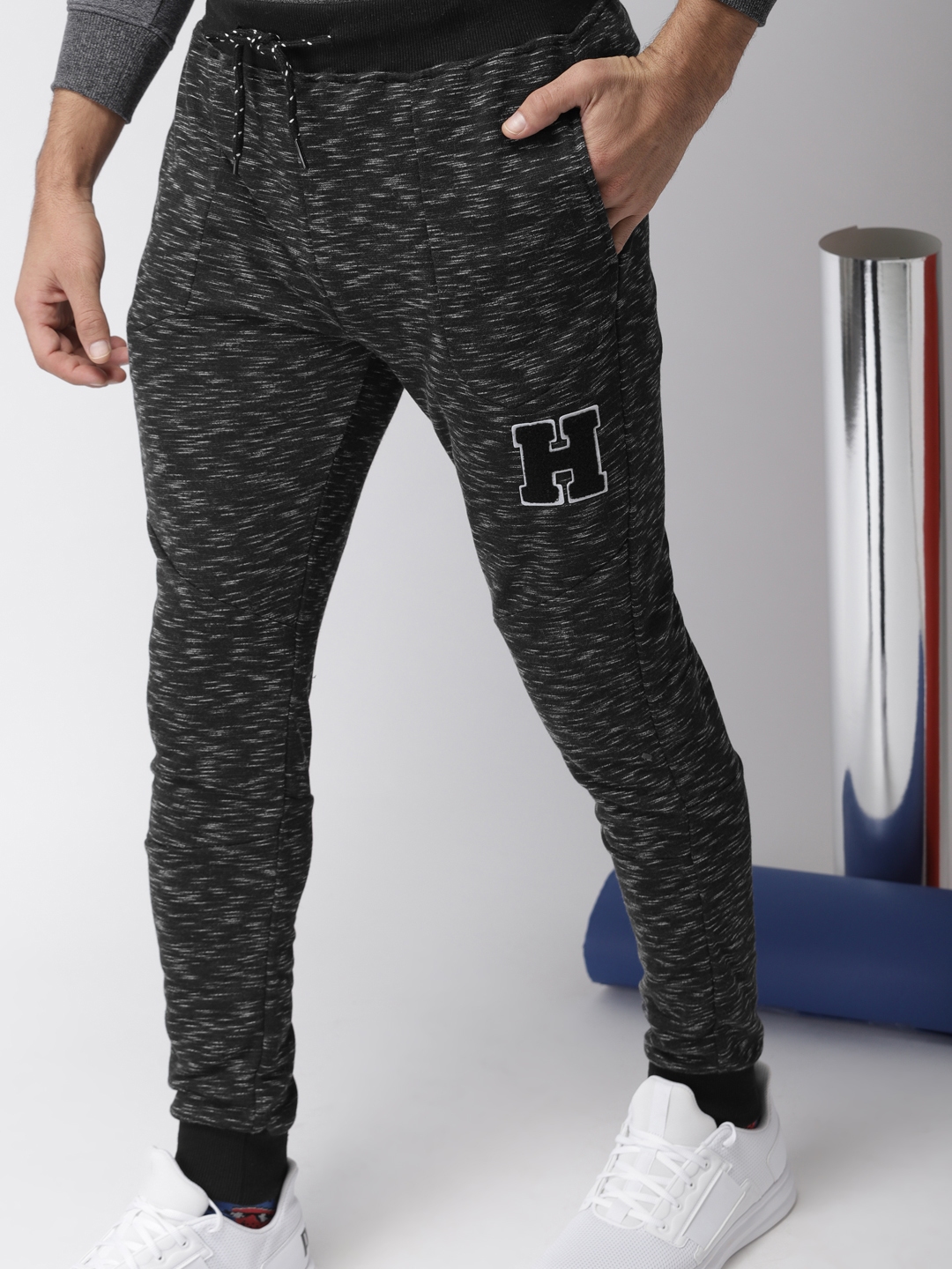 black and white joggers mens