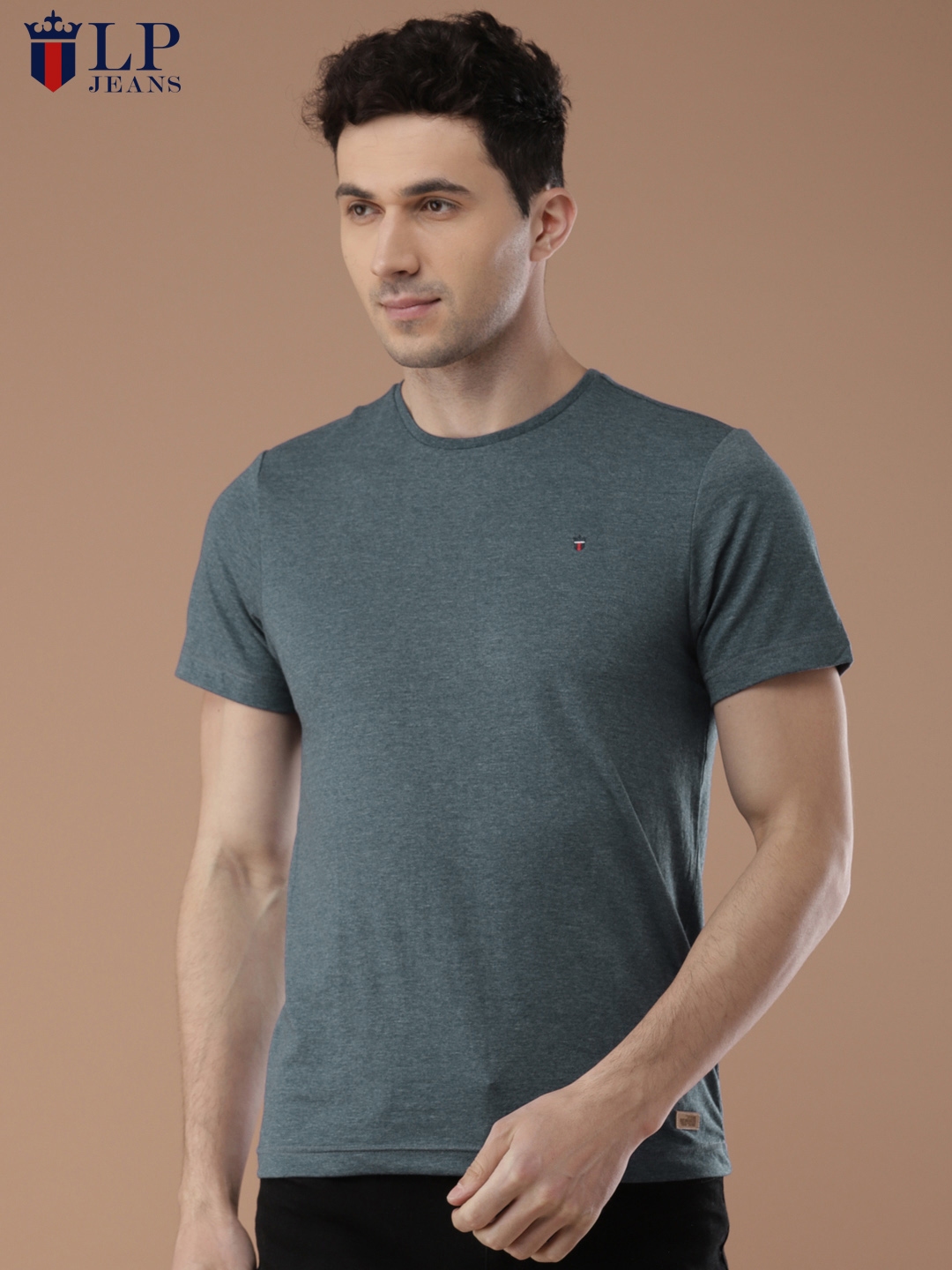 LOUIS PHILIPPE Solid Men Round Neck Blue T-Shirt - Buy LOUIS