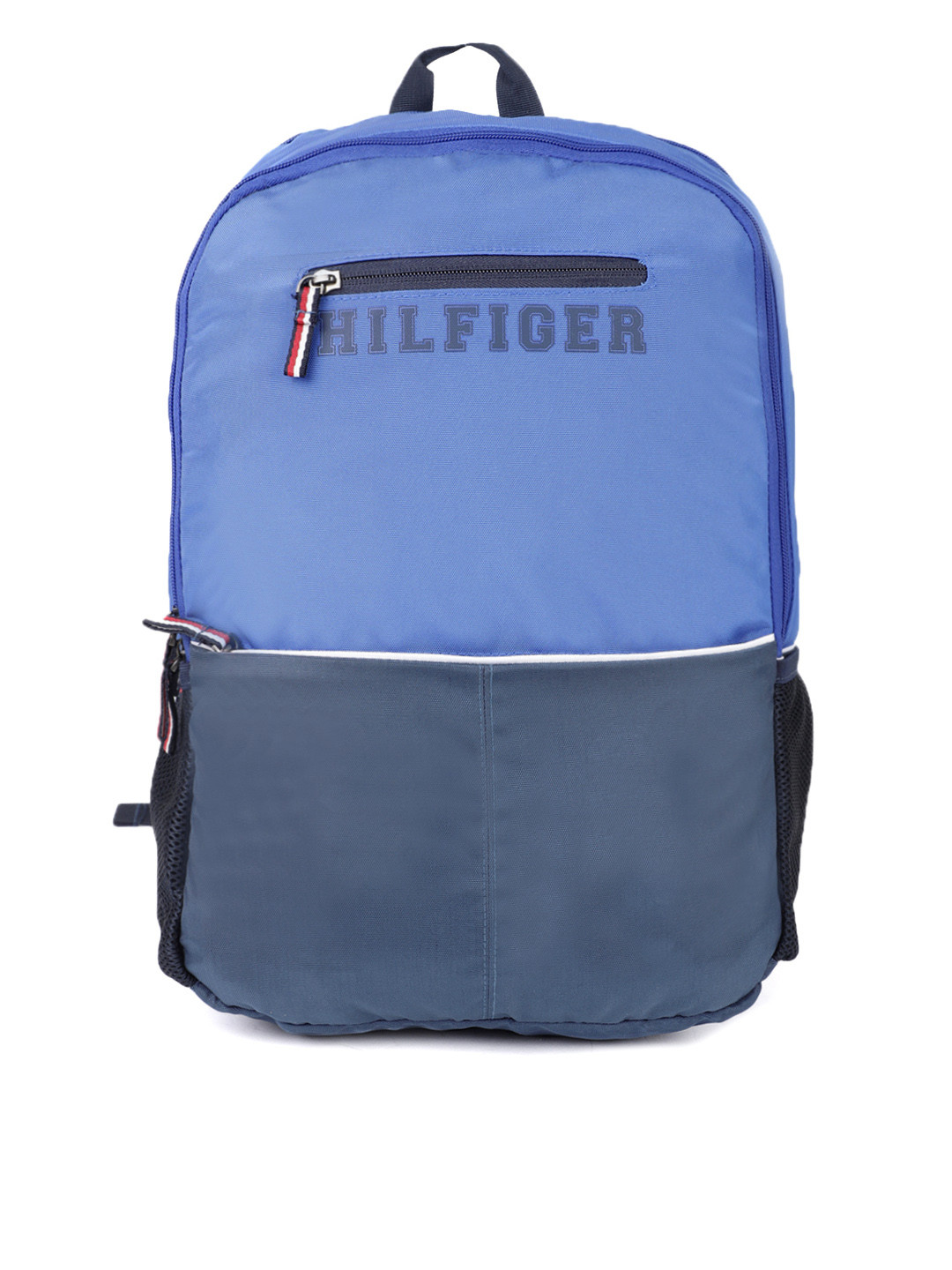 Tommy Hilfiger Unisex Blue Colourblocked Brand Logo Print Caverns Backpack