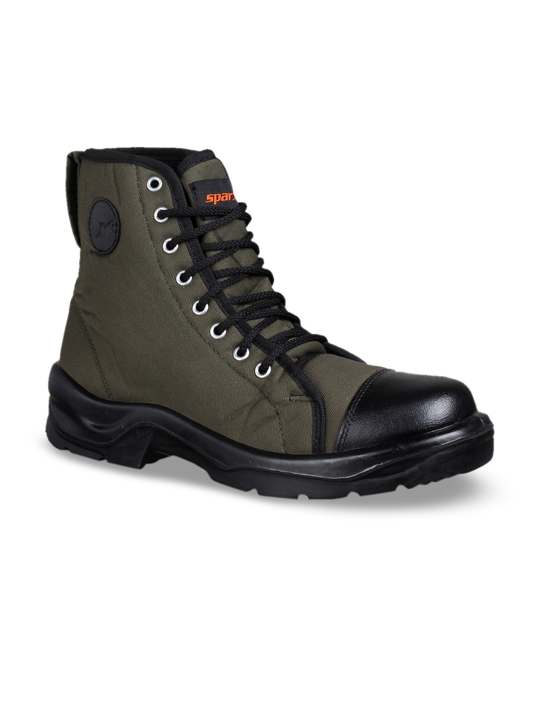 Sparx Men Olive Green Solid Canvas High-Top Flat Boots