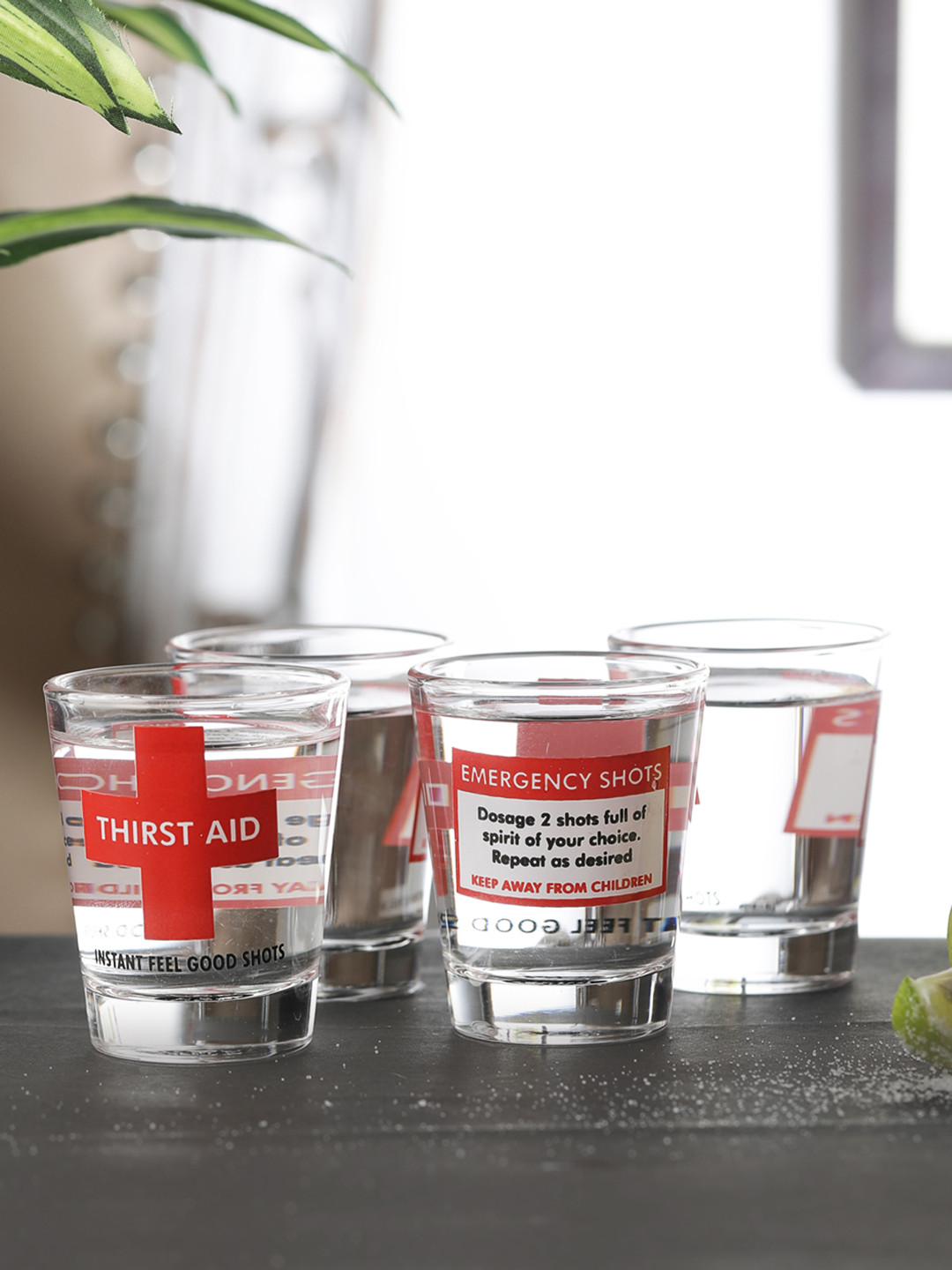 EK DO DHAI Set of 4 Aid Shot Glasses