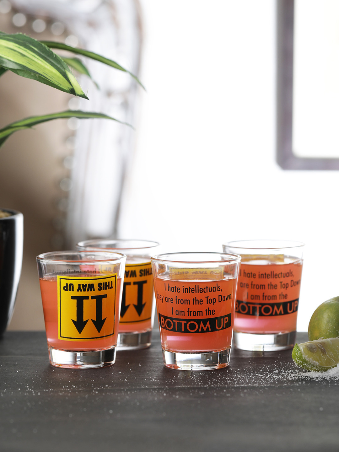 EK DO DHAI Set Of 4 Bottoms Up Shot Glasses