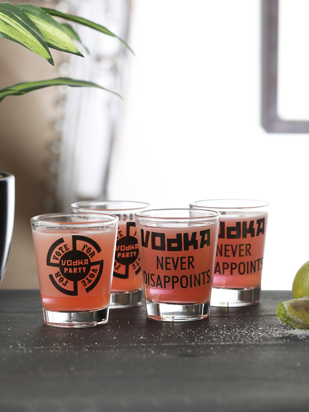 EK DO DHAI Set of 4 VOTE FOR VODKA Shot Glass 60 ml