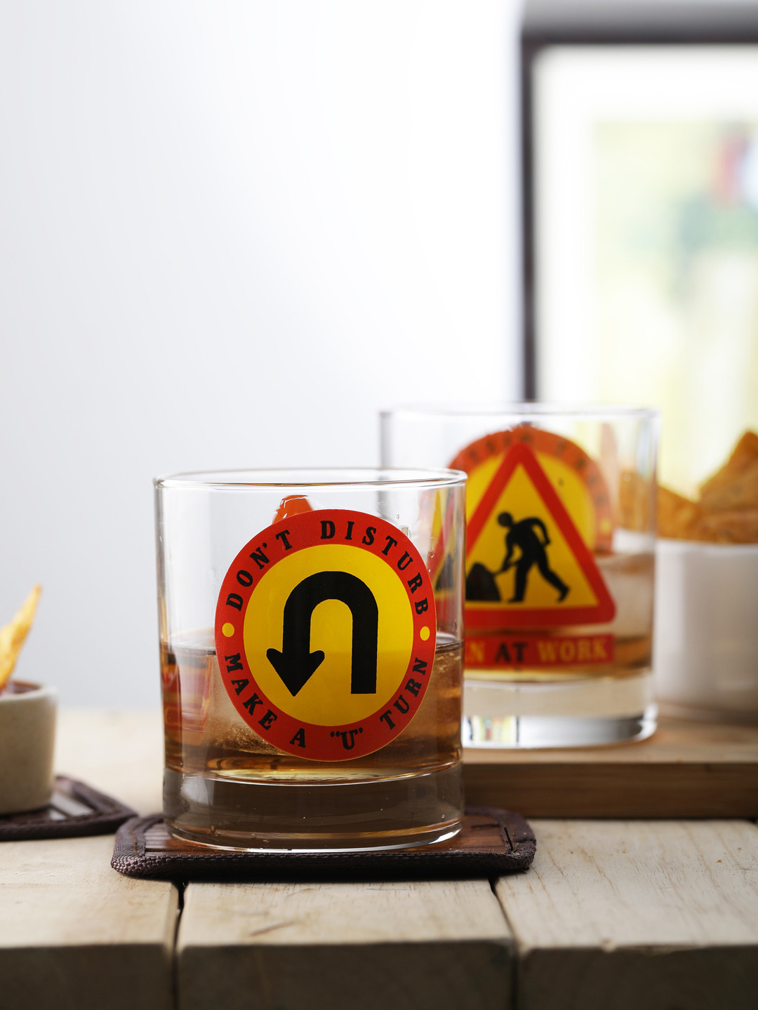 EK DO DHAI Set of 2 MEN AT WORK Whiskey Glass 290 ml