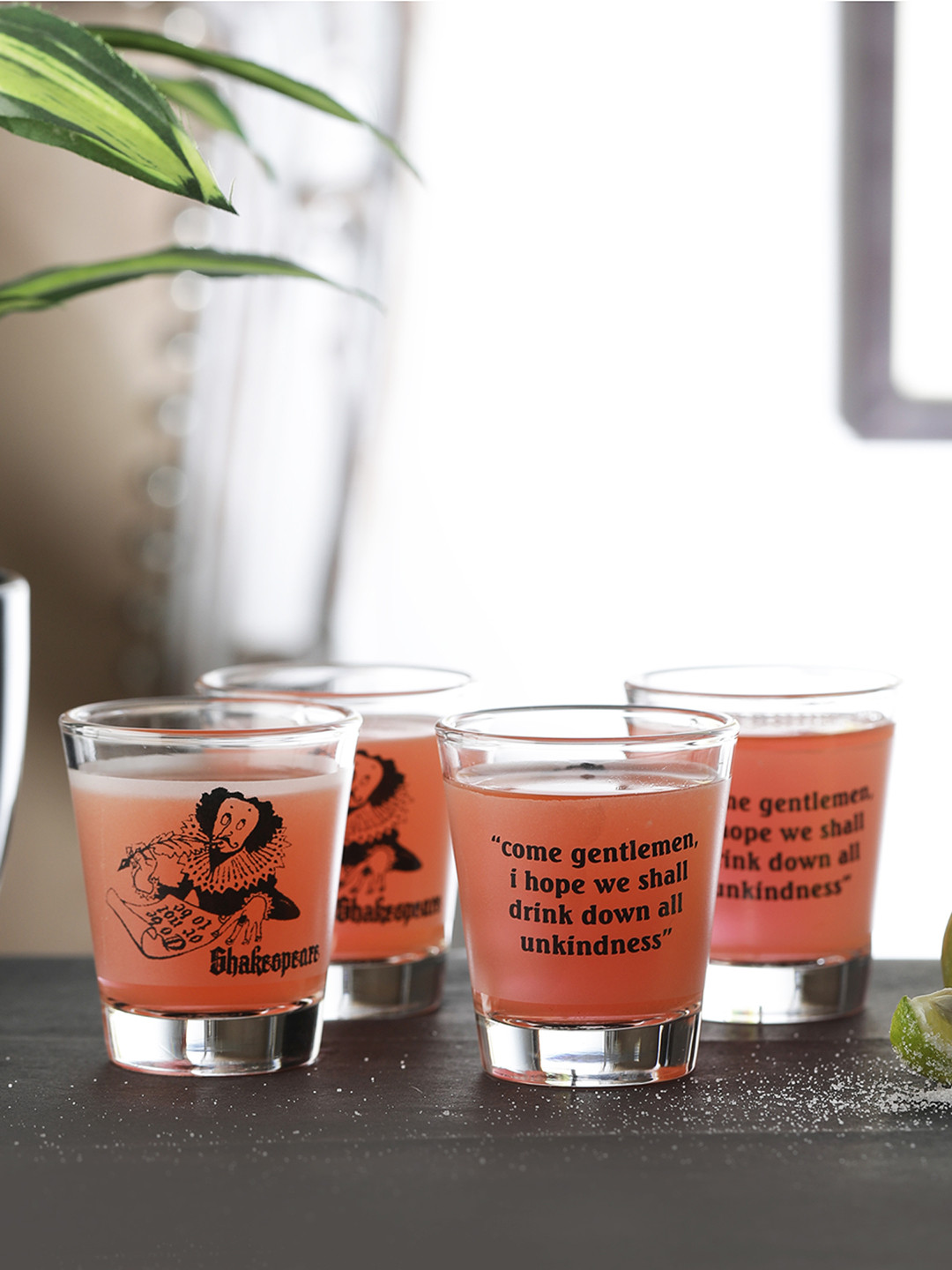 EK DO DHAI Set of 4 SHAKESPEARE Shot Glass 60 ml