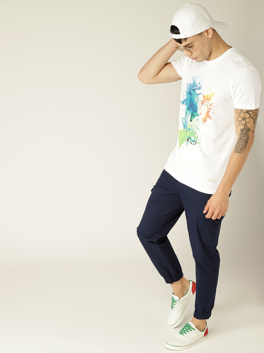 United Colors of Benetton Men White Printed Round Neck T-shirt