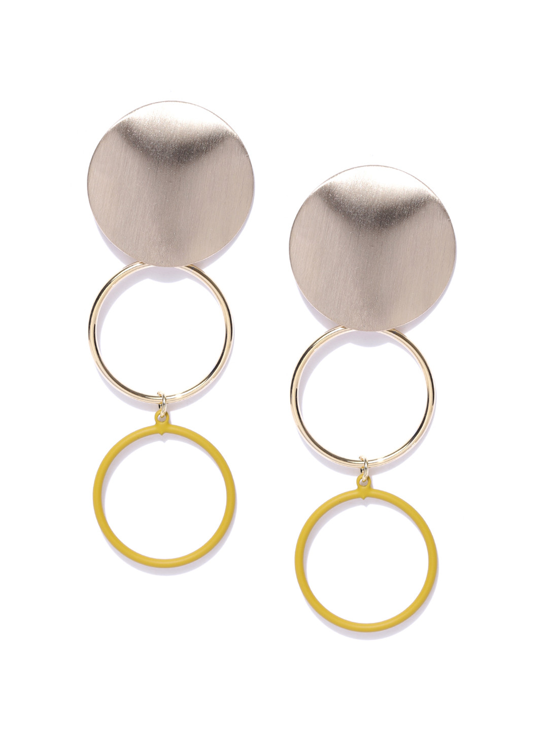 Jewels Galaxy Yellow Gold-Plated Circular Drop Earrings