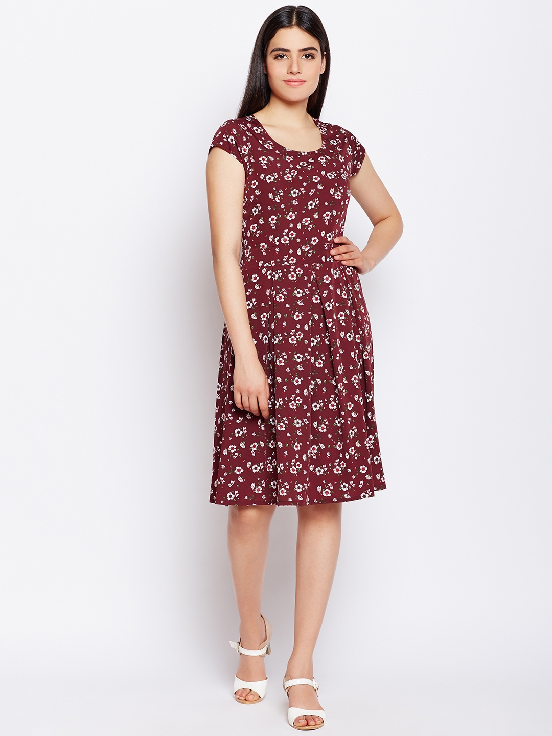 HERE&NOW Women Maroon Printed Maxi Dress