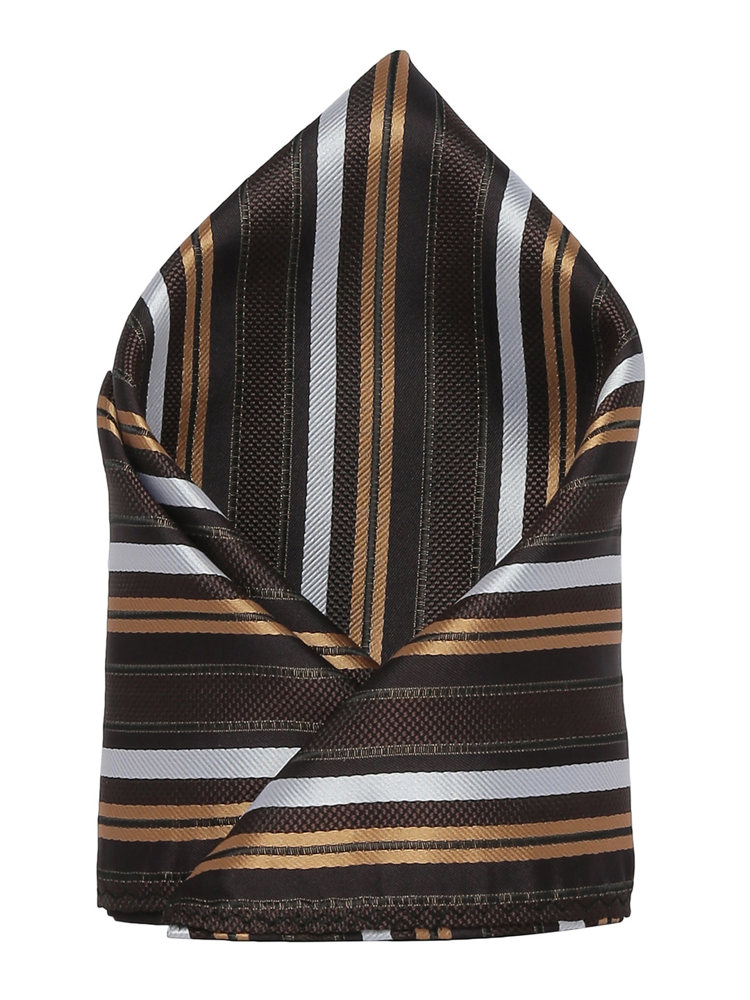 Alvaro Castagnino Men's Brown & White Striped Pocket Square