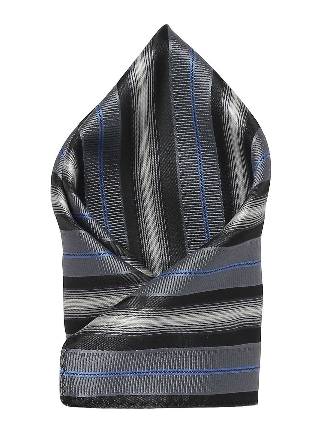 Alvaro Castagnino Men's Grey & Black Striped Pocket Square