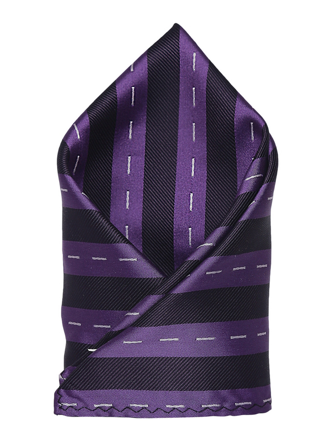 Alvaro Castagnino Men's Purple & Black Colourblocked Pocket Square