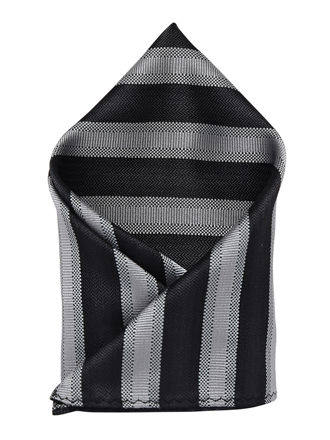 Alvaro Castagnino Men's Grey & Black Colourblocked Pocket Square