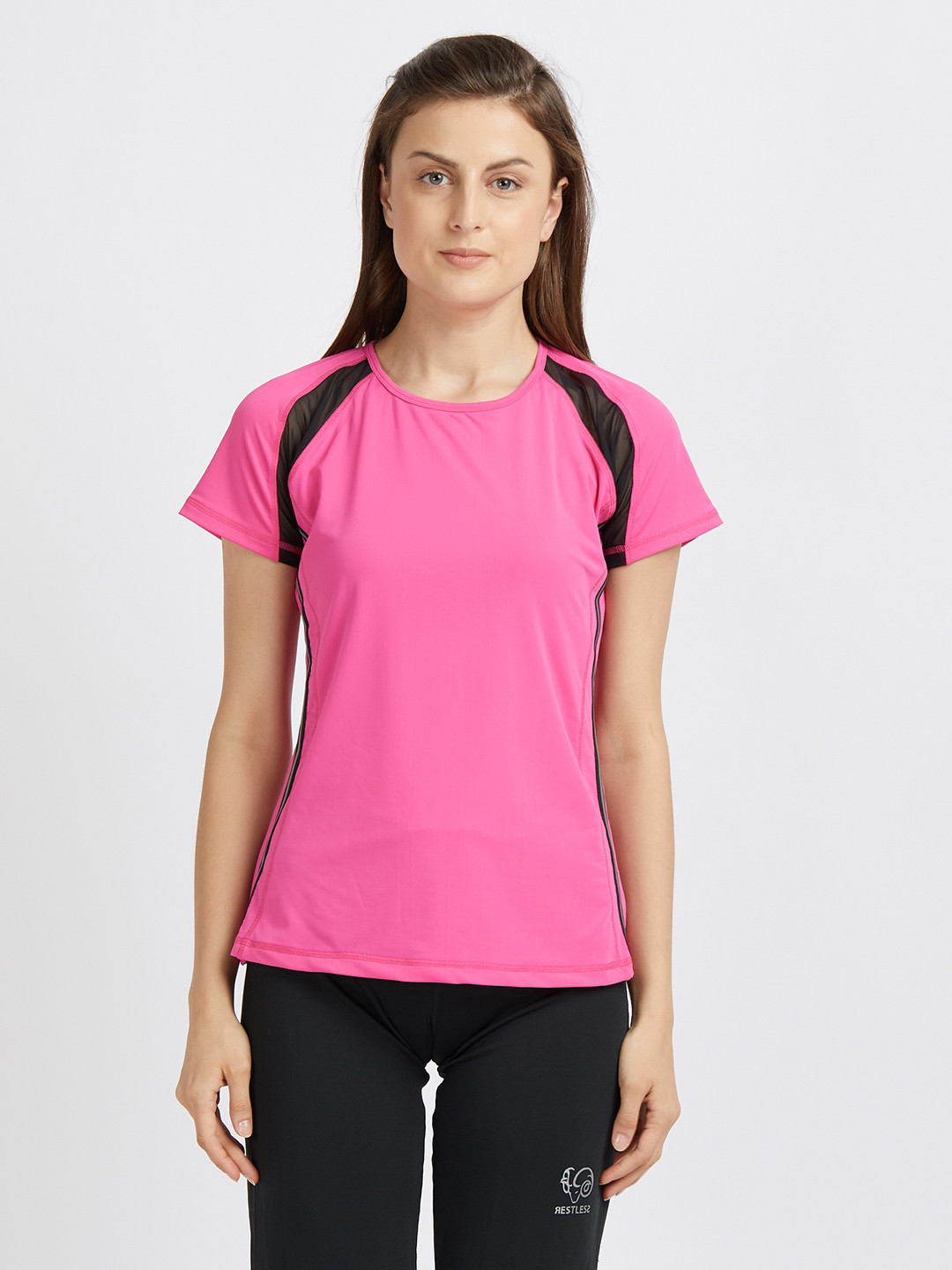 Tuna London Women Pink Solid Round Neck T-shirt