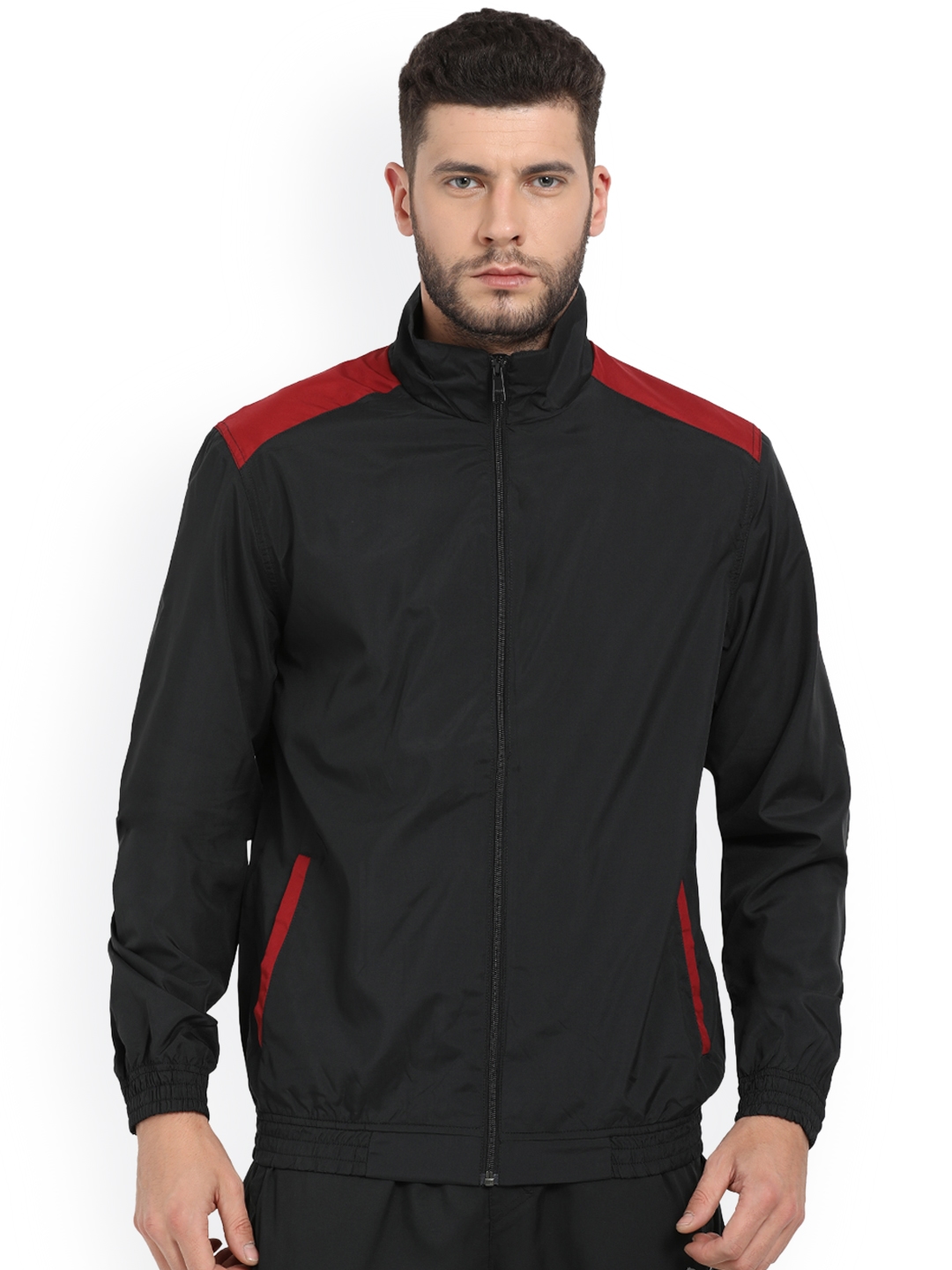 For 1049/-(70% Off) Puma Men Black Solid Sporty Jacket at Myntra