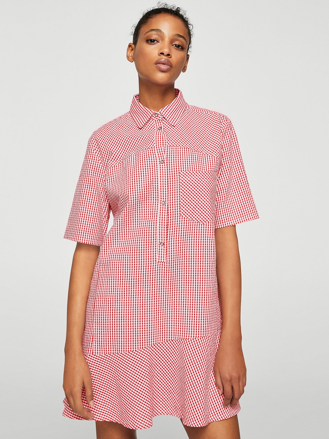 Mango red 2024 gingham dress