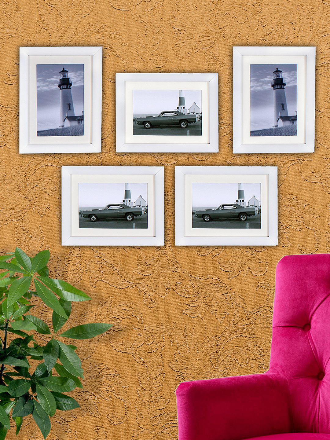 Art Street Set Of 5 White Photo Frames