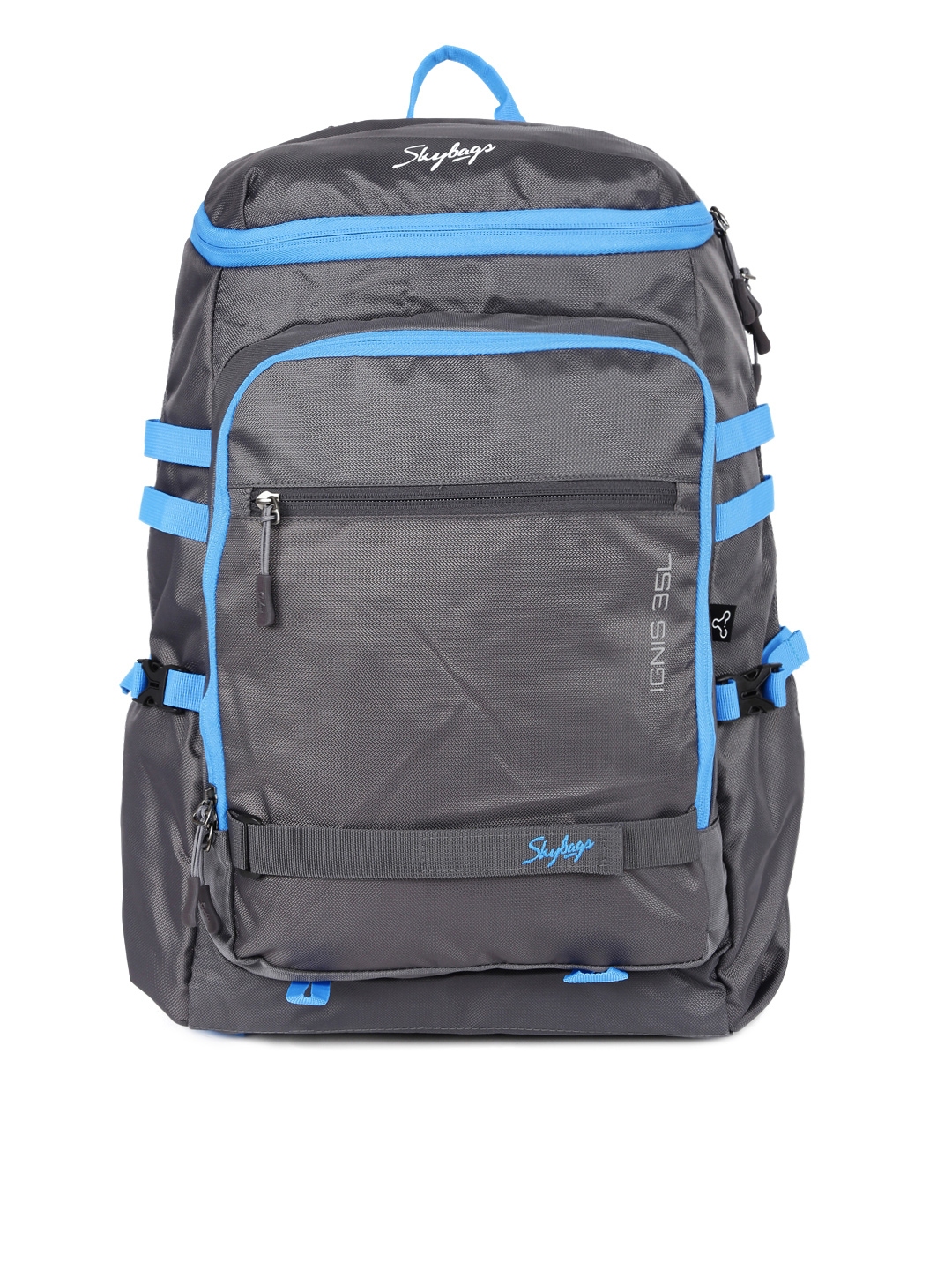 Buy Skybags Unisex Grey Blue Ignis 35 Weekender Backpack