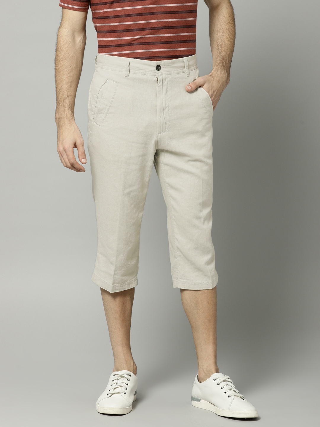 Buy Marks  Spencer Men Beige Regular Fit Solid 34 Th Trousers  Trousers  for Men 6701619  Myntra