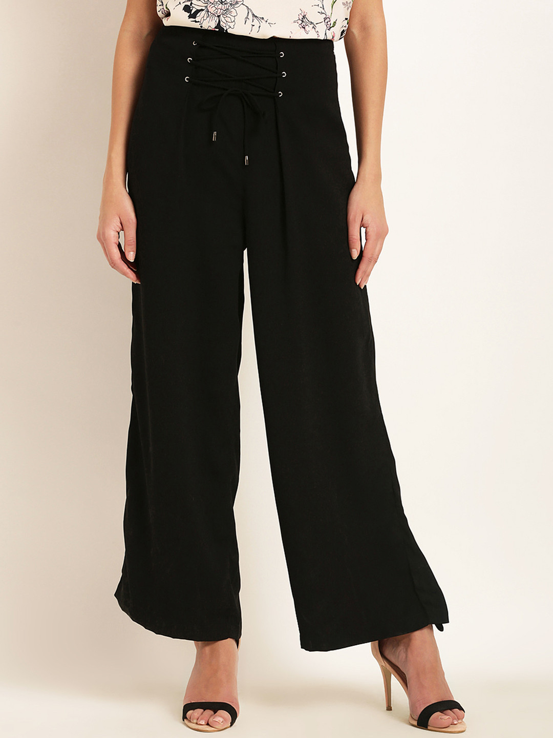 RARE Women Black Original Regular Fit Solid Culottes
