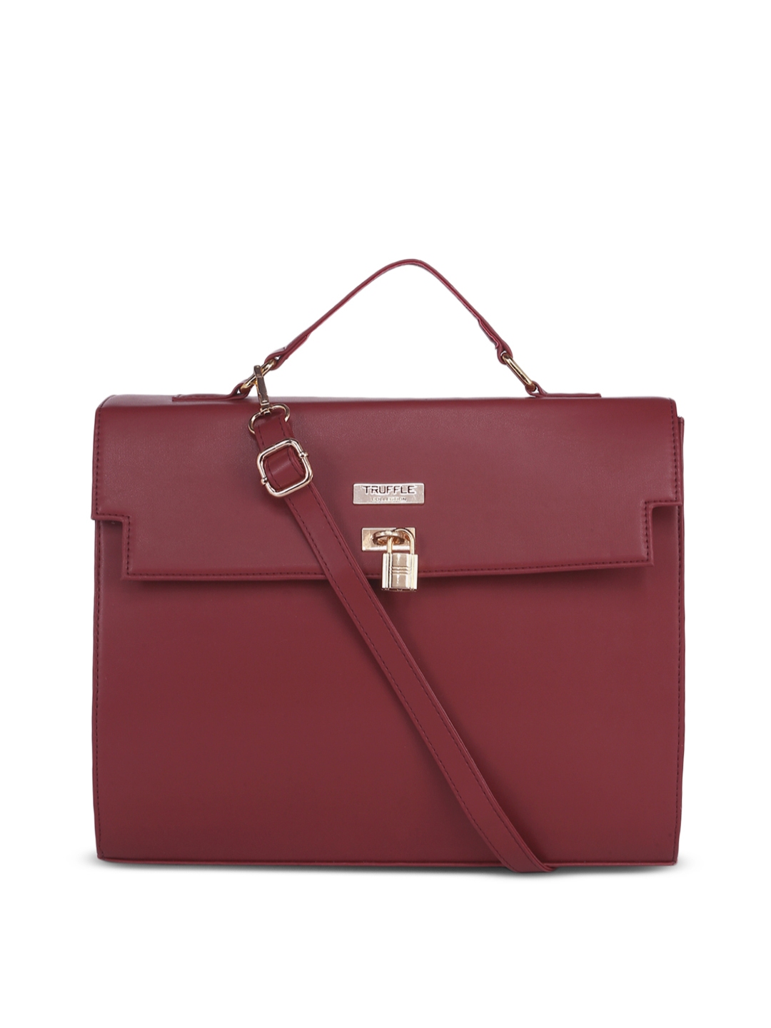 Truffle Collection Maroon Solid Satchel Handbags For