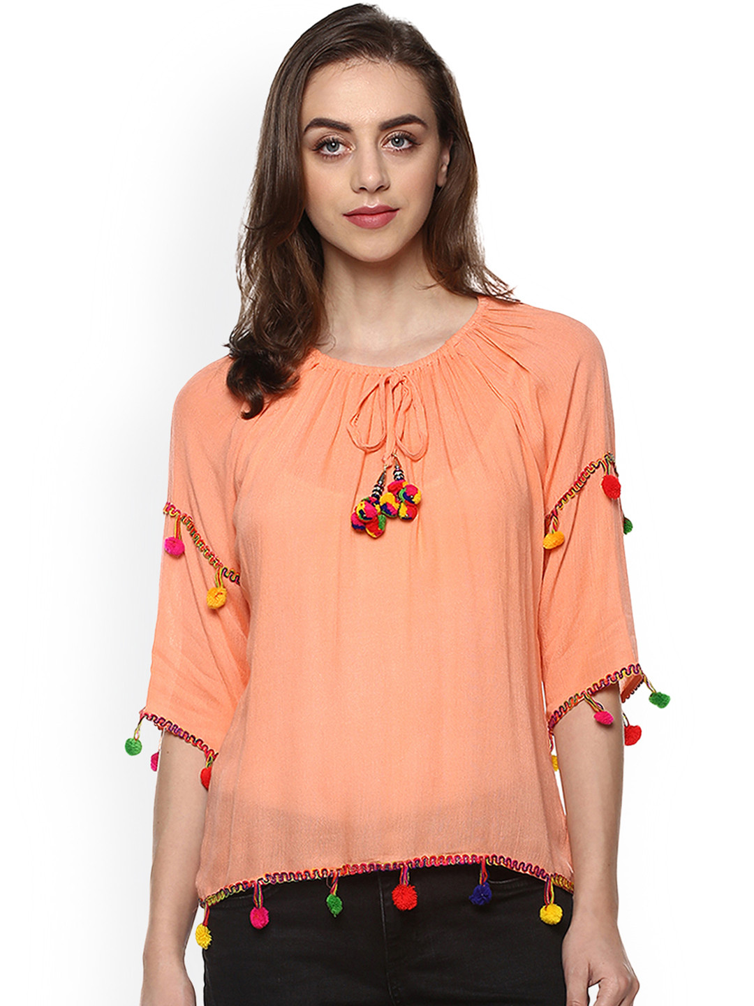 Mayra Women Orange Embellished Top