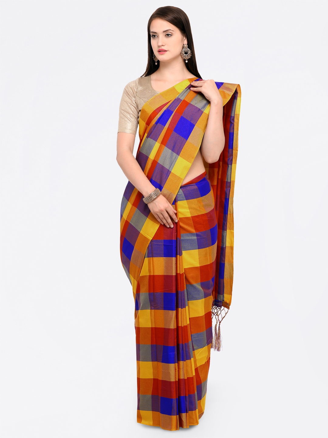 Buy Kvsfab Multicoloured Checked Saree - Sarees for Women 6714189 ...