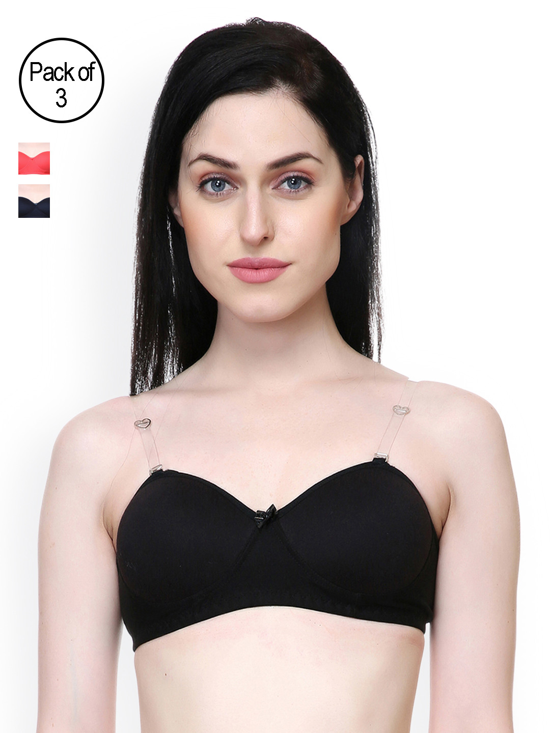 Lady Lyka Pack of 3 T-shirt Bra SWEET18-BLK-RED-BLU