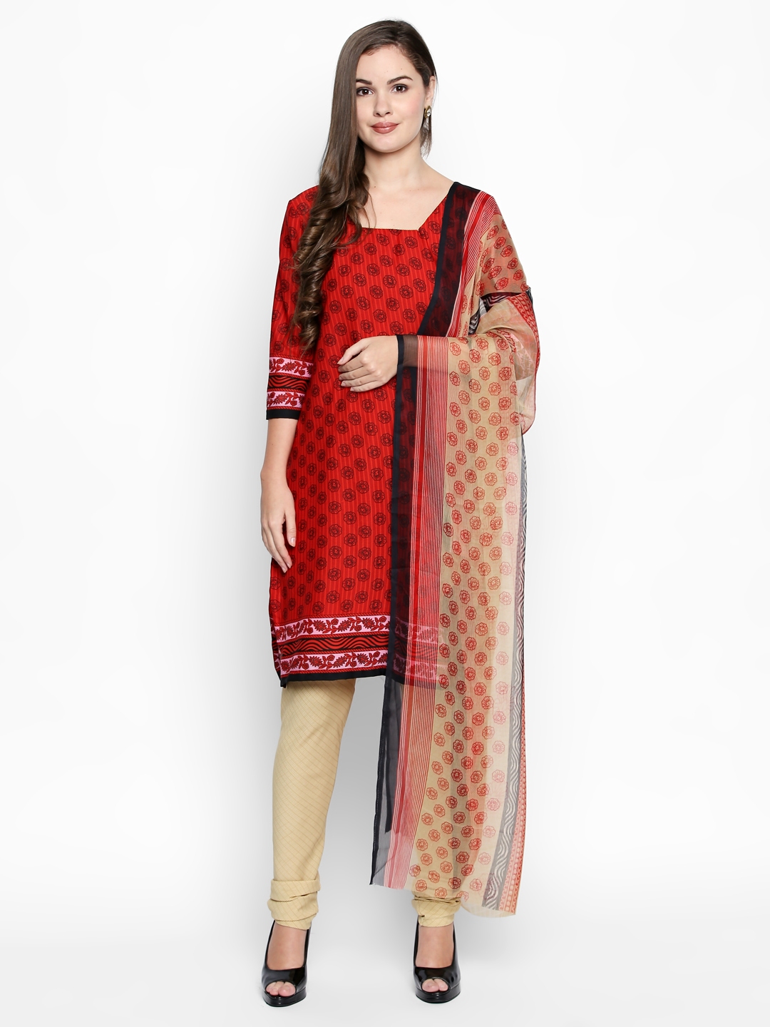 Red Silk Dress Material Polyester