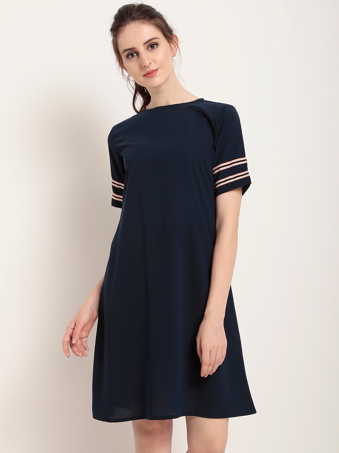 Buy RARE Women Navy Blue Solid A Line 