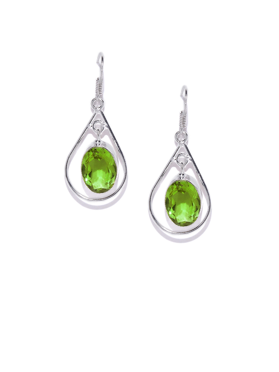 Bamboo Tree Jewels Green Teardrop Shaped Drop Earrings