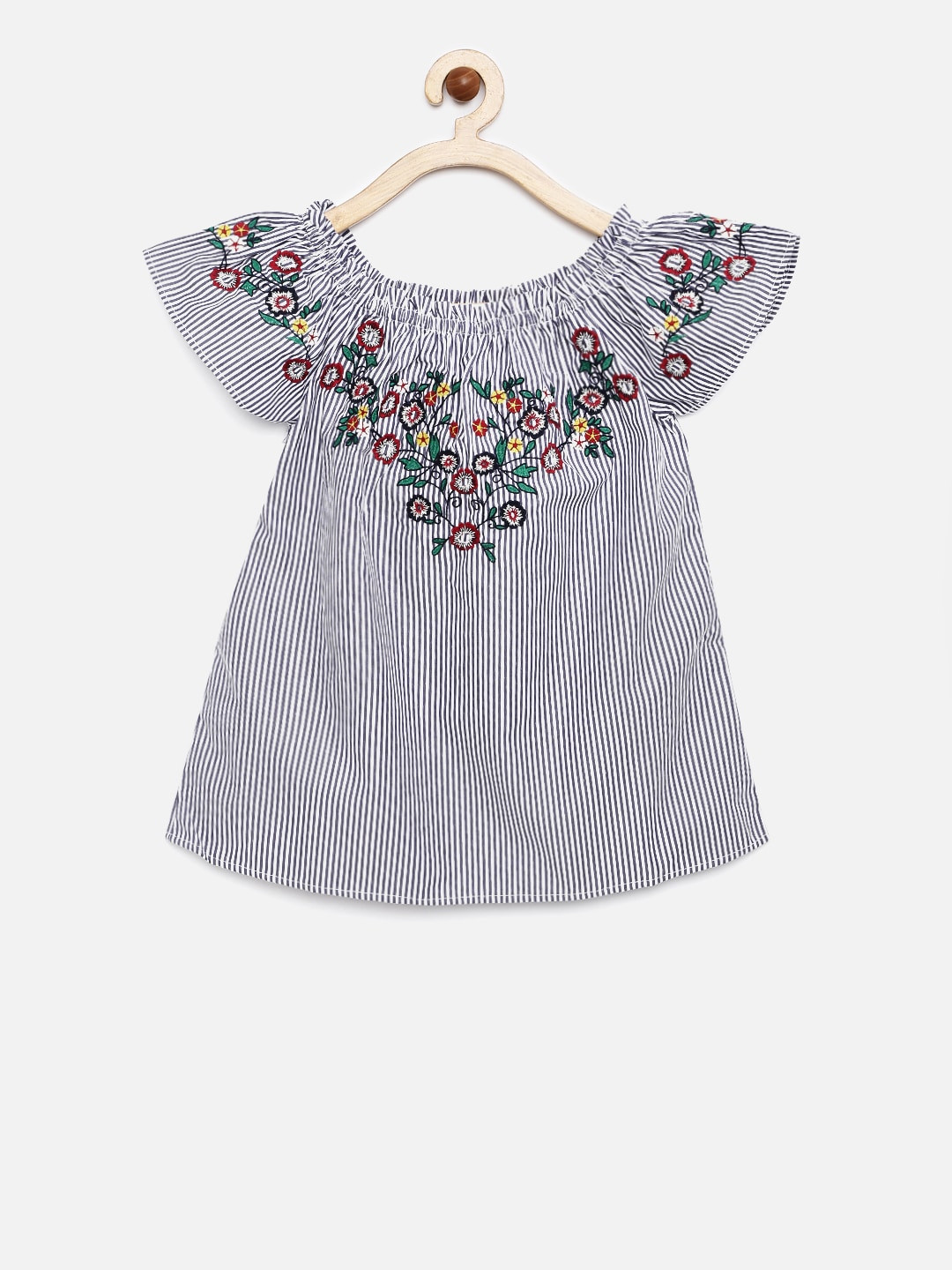 Lee Cooper Girls Navy Blue Striped Top