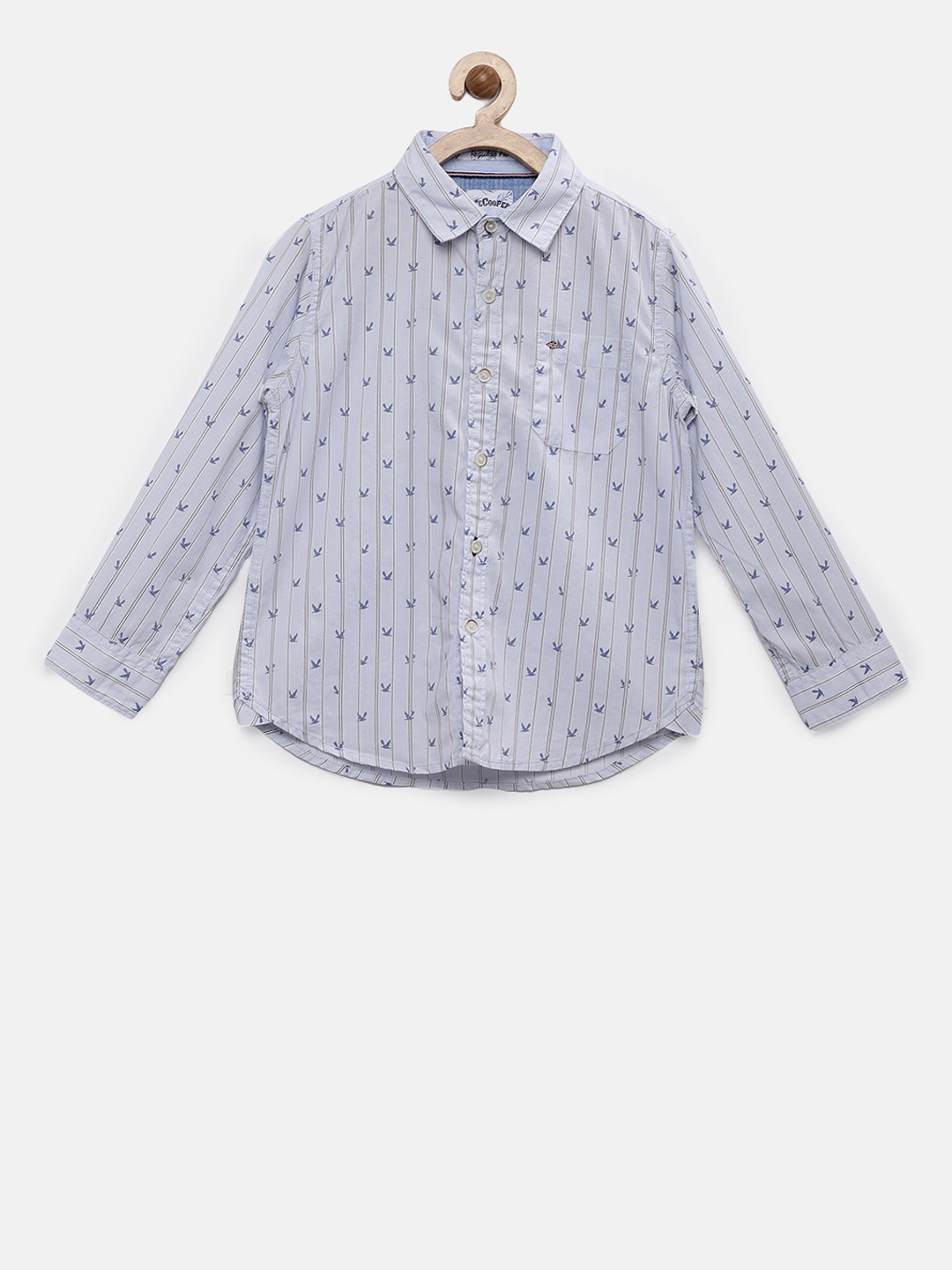 Lee Cooper Boys Blue Regular Fit Printed Casual Shirt